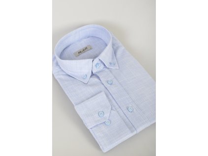 Pánska bledomodrá košeľa Slim fit s dlhým rukávom na výšku 176 až 182cm s jemnou textúrou v látke 19545