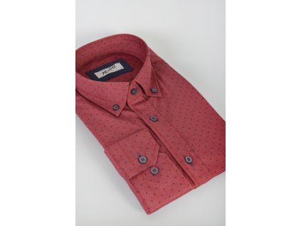 Pánska bordová košeľa Slim fit s dlhým rukávom na výšku 176 až 182cm s čiernym vzorom 19548