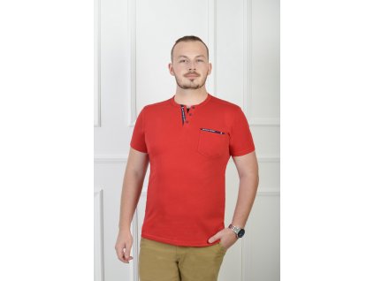 Pánske červené tričko s krátkym rukávom a vreckom 20172