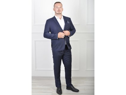 Pánske oblekové tmavomodré jemne štruktúrované nohavice 20209