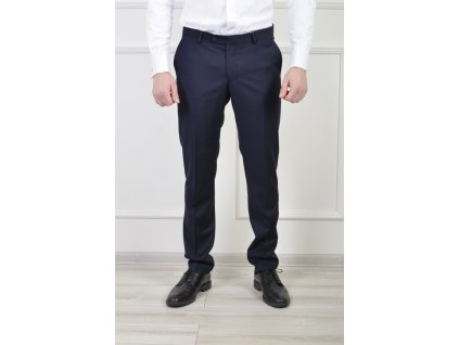 Pánske Slim tmavomodré hladké nohavice so zapínaním na gombík 20891