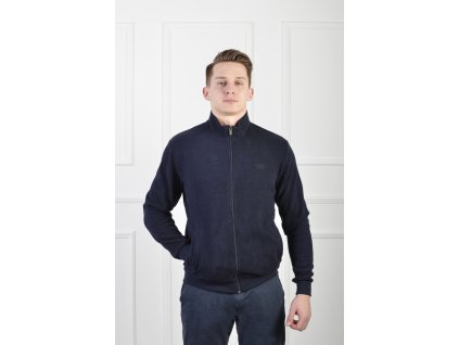Pánsky tmavomodrý sveter so zapínaním na zips 20982