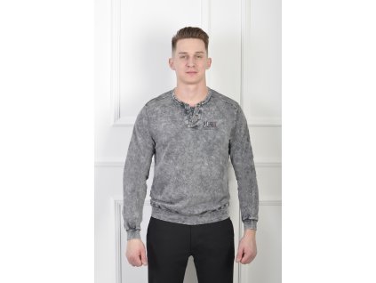 Pánske antracitové batikované tričko s nápisom Jeans 20724