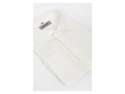 Pánska krémová manžetová bavlnená košeľa s dlhým rukávom REGULAR na výšku 176/182 16253