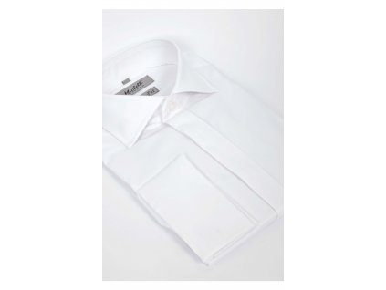 Pánska biela bavlnená manžetová košeľa  188/194 16260