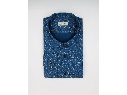 Pánska Slim fit modrá košeľa so vzorom na výšku 176/182 cm 21101