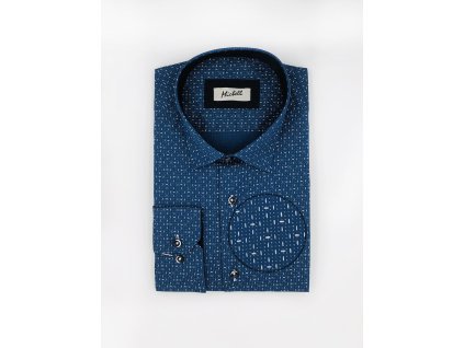 Pánska Slim fit modrá košeľa s bielym vzorom na výšku 176/182 cm 21364