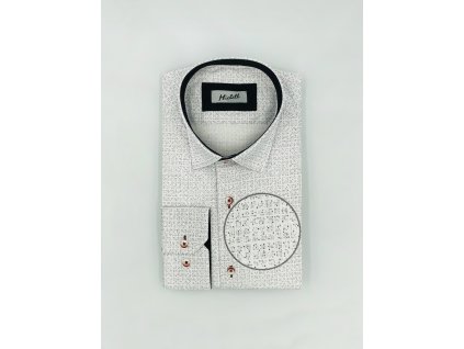 Pánska Slim fit biela košeľa s modro-červeným vzorom na výšku 176/182 cm 21355