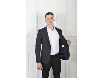 Pánske tmavomodré sako so vzorom 21315