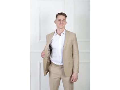 Pánske hladké oblekové sako karamelovej farby 21504