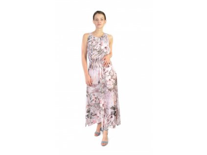 Dlhé vzorované letné šaty s listovým vzorom na bežné denne nosenie16313
