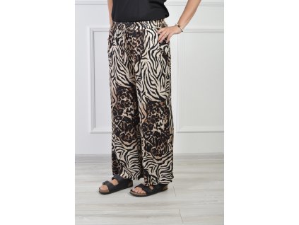 Dámske leopardie nohavice s gumičkou v páse 22169