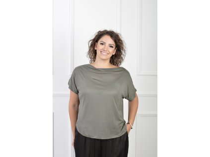 Dámska tmavozelená blúzka s krátkym rukávom 22099