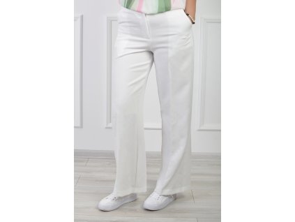 Dlhé široké nohavice krémovej farby so zapínaním na gombík 22186