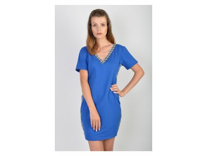 Krátke modré šaty na bežné denne nosenie  16376