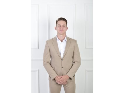 Pánske oblekové sako béžovej farby so zapínaním ma 2 gombíky 21717