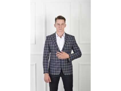 Pánske oblekové kárované sako modro-béžovej farby  21703