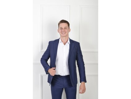 Pánske oblekové sako modrej farby s čiernym vzorom 21697