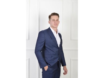 Pánske oblekové sako modrej farby s jemnou štruktúrou 21693