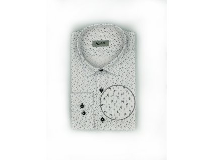 Pánska biela košeľa klasického strihu s tmavomodrým vzorom na výšku 176/182 cm 21119