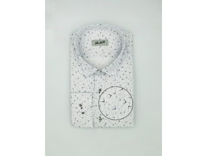 Pánska biela košeľa klasického strihu s tmavým vzorom na výšku 176/182 cm 21122