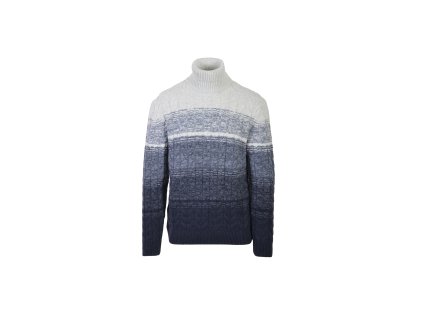 Pánsky rolákový sivomodrý sveter s ombré efektom 22518