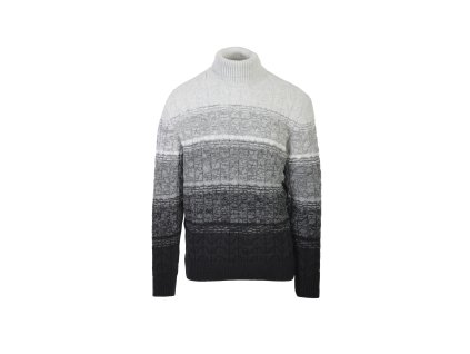 Pánsky rolákový čiernosivý sveter s ombré efektom 22517
