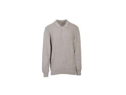 Pánsky bledohnedý pulóver s golierom a gombíkmi 22494