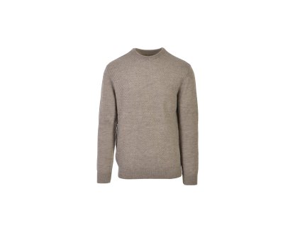 Pánsky hnedý pletený pulóver s jemnou štruktúrou 22524