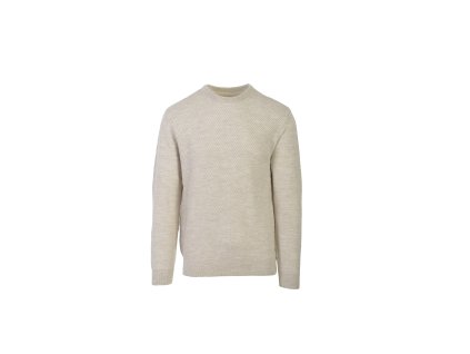 Pánsky béžový pletený pulóver s jemnou štruktúrou 22525
