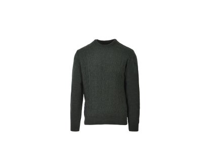 Pánsky tmavozelený pletený pulóver so štruktúrovaným vzorom 22514
