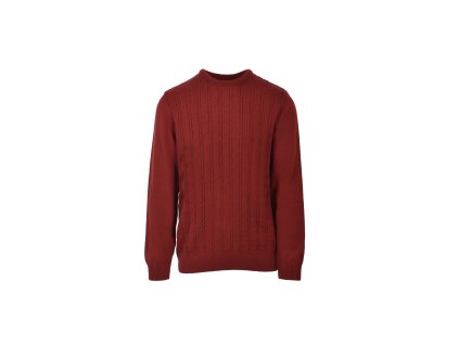 Pánsky tmavočervený pletený pulóver s jemným vertikálnym vzorom 22512