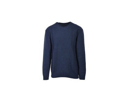 Pánsky modrý pletený pulóver s klasickým vzorom 22508