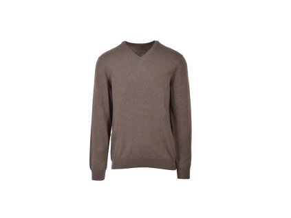 Pánsky hnedý pulóver s výstrihom do V 22542