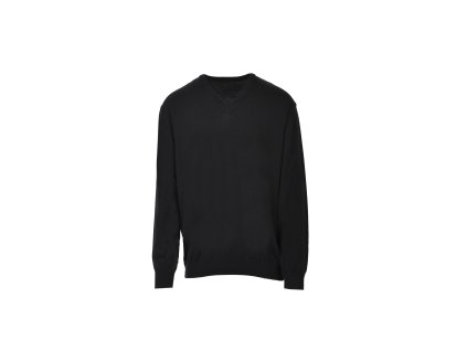 Pánsky čierny pulóver s výstrihom do V 22503