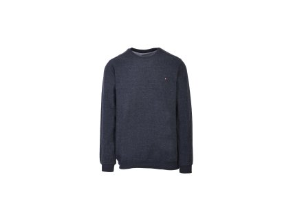 Pánsky tmavomodrý pulóver s minimalistickým logom 22408