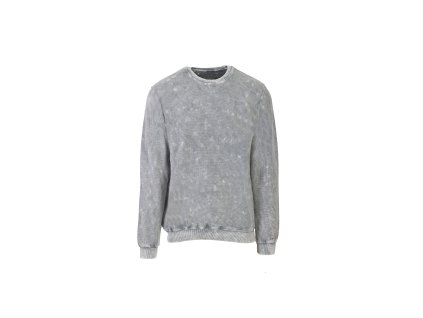 Pánsky bledosivý štruktúrovaný bavlnený pulóver 22362