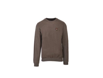 Pánsky pulóver v tmavohnedej farbe s nášivkou na hrudi 22367