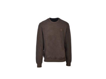 Pánsky hnedý pulóver s jemnou štruktúrou a decentným logom 22418