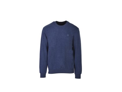 Pánsky modrý pulóver s jemnou štruktúrou a decentným logom 22417