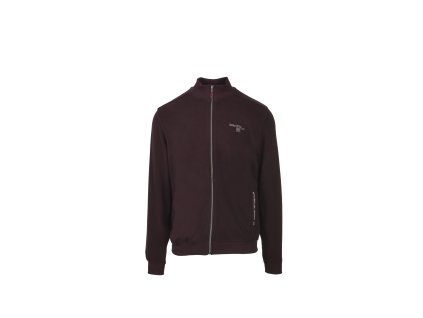 Pánsky bordový sveter na zips so stojačikom a jemnou potlačou 22373