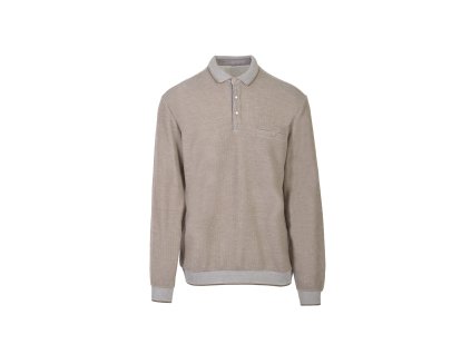 Pánska béžová polokošeľa s dlhým rukávom 22433