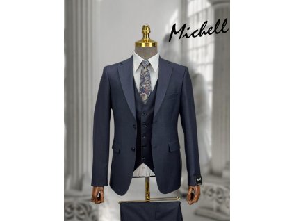 Pánsky elegantný tmavomodrý 3-dielny oblek 22790