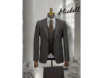 Pánsky elegantný hnedý 3-dielny oblek 22792