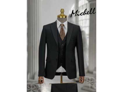 Pánsky elegantný antracitový 3-dielny oblek 22794