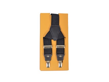 Pánske tmavomodré traky s bielymi bodkami 22568