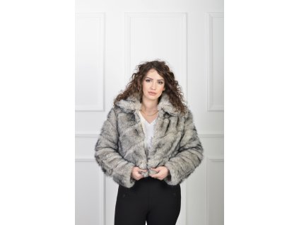 Luxusný krátky sivý kožúšok z umelej kožušiny 23007