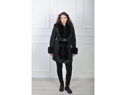 Obojstranný zimný kabát s kožušinovým lemom 22908