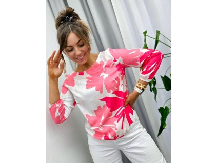 Výrazná kvetinová blúzka s dlhým rukávom 23155