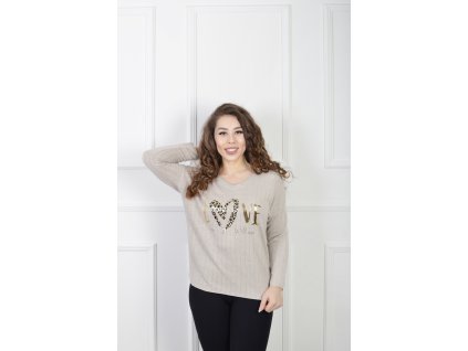 Dámsky pulóver s metalickým nápisom 23107